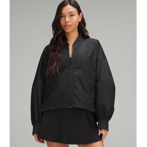 Lululemon Lightweight Bomber Jacket Cinch Hem Black Size XL NWT - Picture 2 of 14